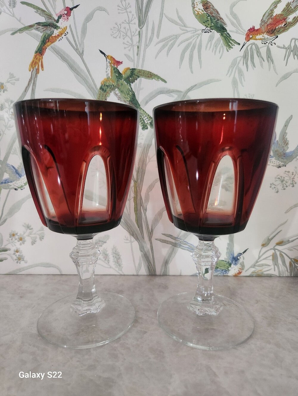 Cristal d' arques Ruby Red Crystal Goblets - Set of 2 - Picture 2 of 5